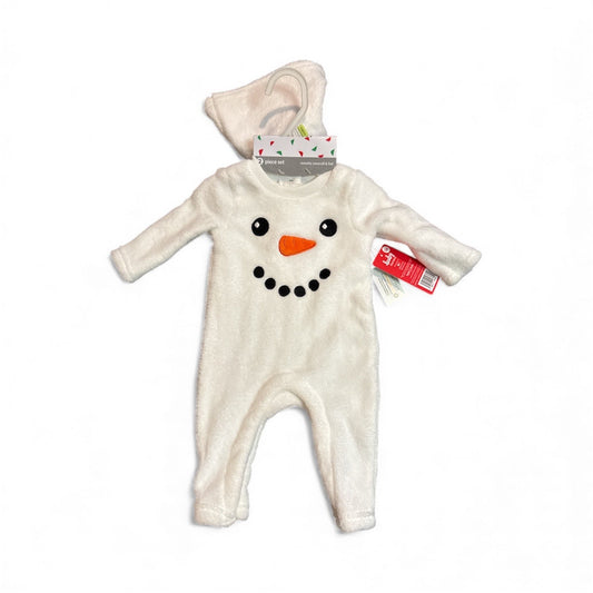 #28 REDUCED NWT Baby Girls Fleece Snowman Coverall and Hat Size 3M