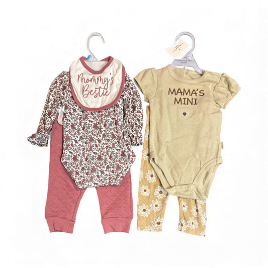 #28 REDUCED NWT Baby Essentials Tahari Three-Piece Mommy Floral Outfit Bundle Size 6-9M