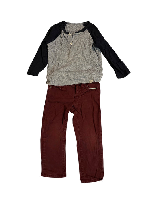 #28 REDUCED Gap Long Sleeve Henley and Colored Jeans Outfit Size 3