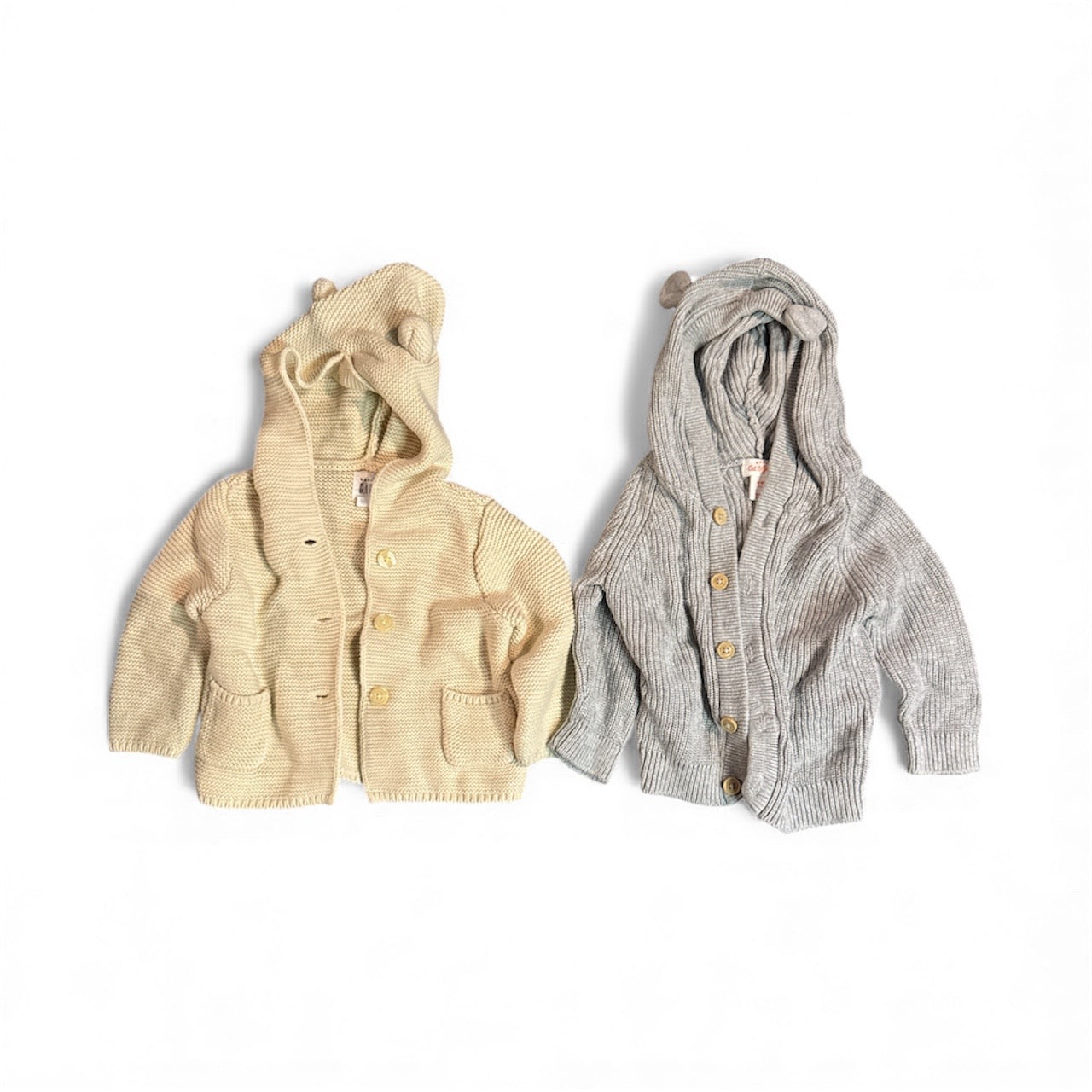 #28 REDUCED Baby Gap and Cat & Jack Animal Ear Hooded Cardigan Sweater Bundle Sizes 3-6/6-9M