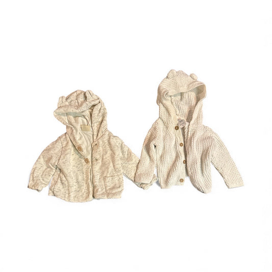 #28 REDUCED Zara and Carters Animal Ear Hooded Cardigan Sweater Bundle Size 3M