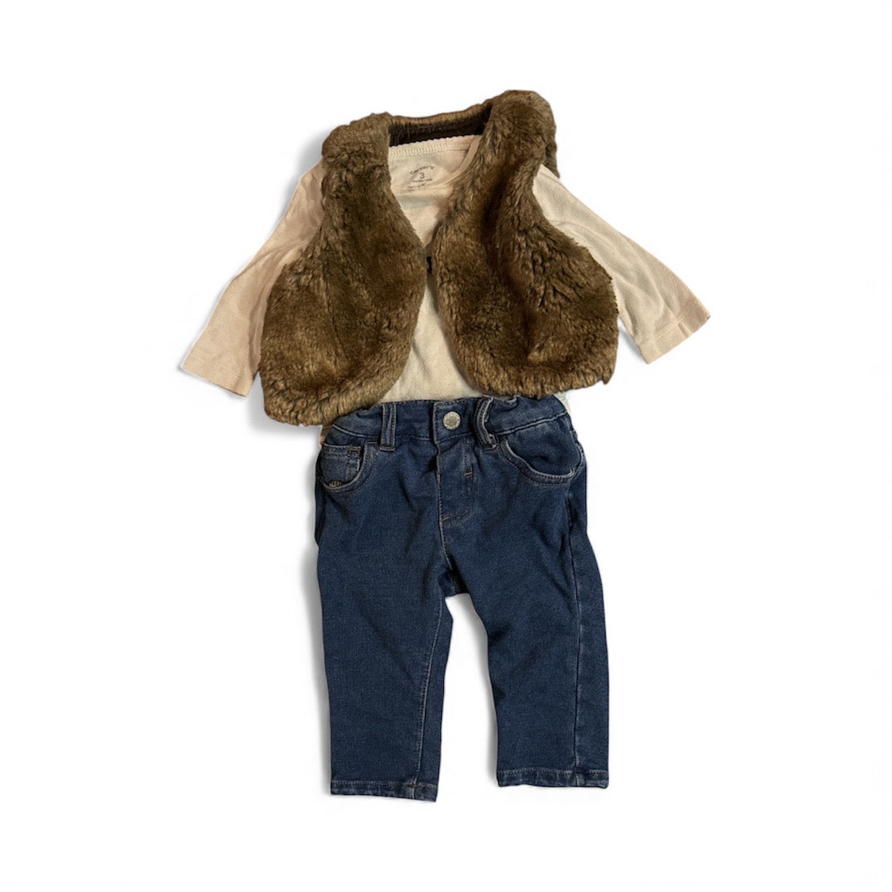 #28 REDUCED Baby Girls Janie & Jack/Carters/ON Faux Fur Vest Outfit Size 3-6M