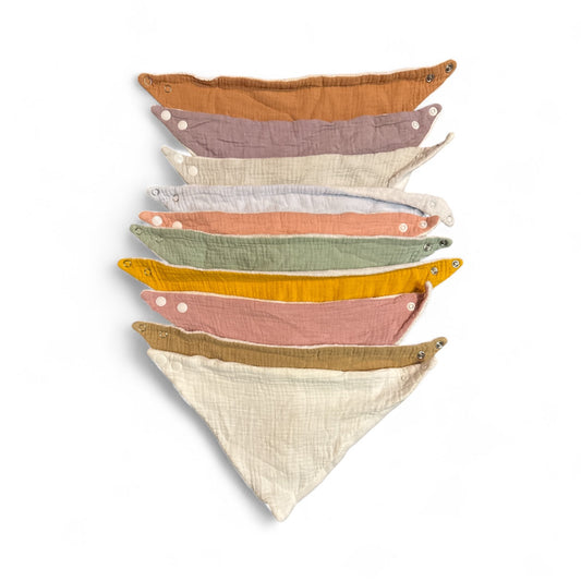 #28 REDUCED Bundle of 10 Baby Muslin Snap Bibs