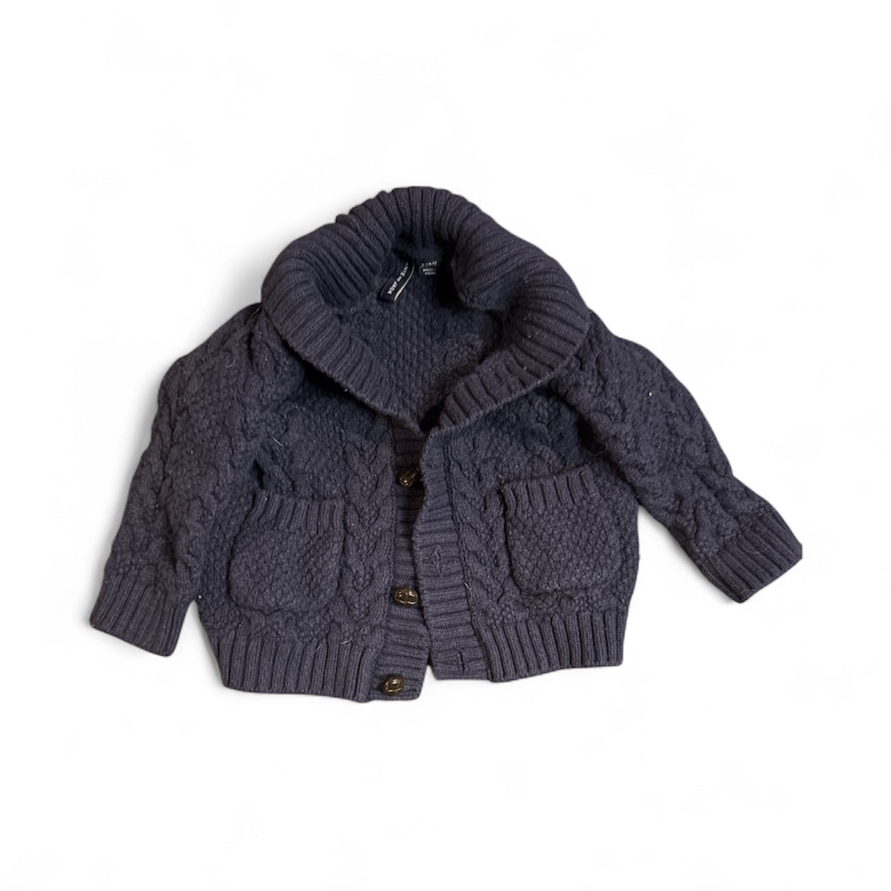 #28 REDUCED Janie & Jack Blue Thermal Shirt Houndstooth Pants and Chunky Knit Cardigan Bundle Size 6-12M