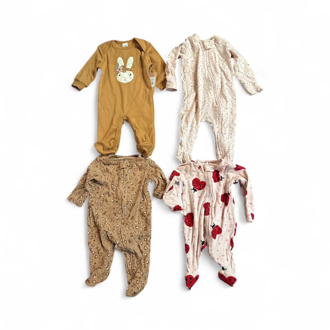 #28 REDUCED PL Baby (NWT) / Carters / Viverano Bundle of 4 Footed Sleepers Size 0-3M