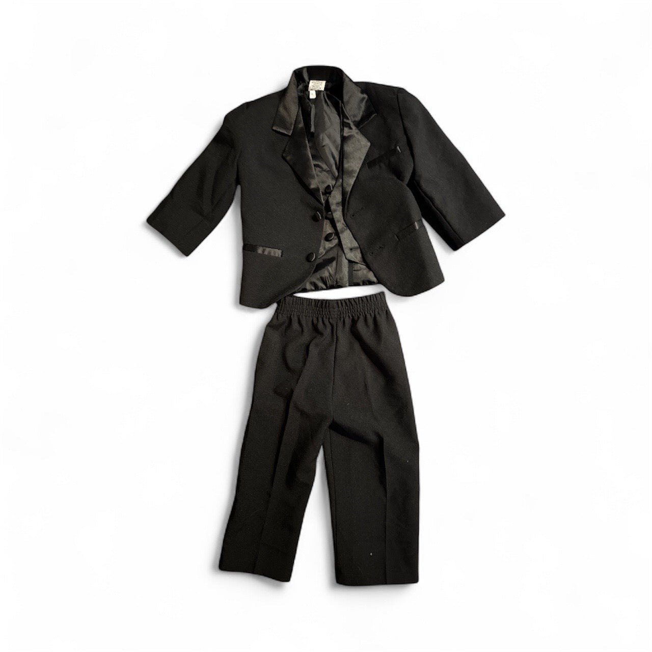 #28 REDUCED Boys Three Piece Black Tuxedo Suit Size 2T