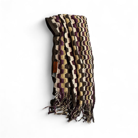 #28 REDUCED Missoni Purple Wool Blend Zig Zag Print Scarf