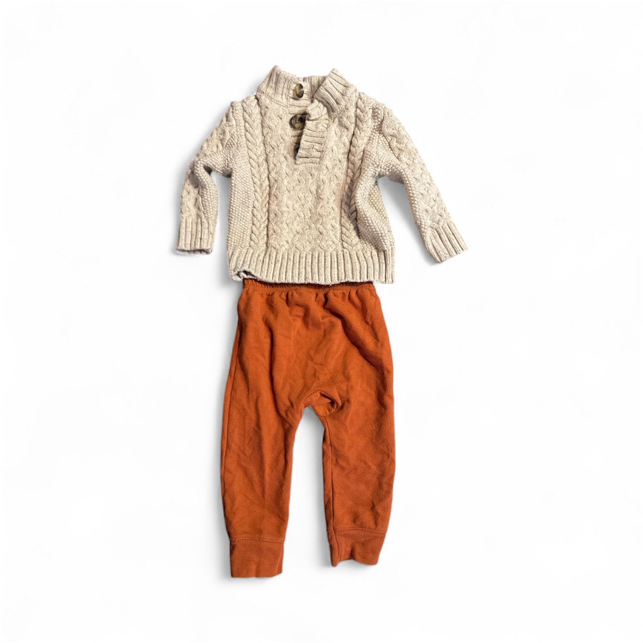 #28 REDUCED Cat & Jack Chunky Cable Knit Sweater and Pants Outfit Size 18M