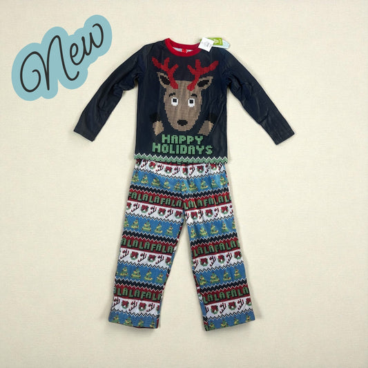 #77 NWT Holiday Reindeer Pajamas, Size 8 (Set 1)