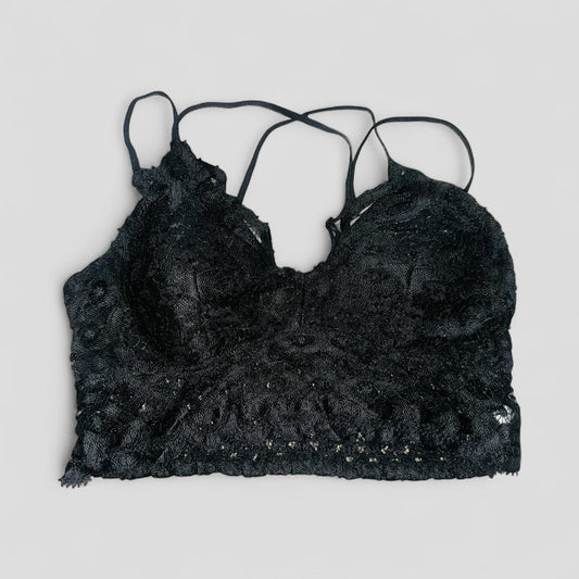 #77 Like New Black Adjustable Strap Bralette, Women’s XL