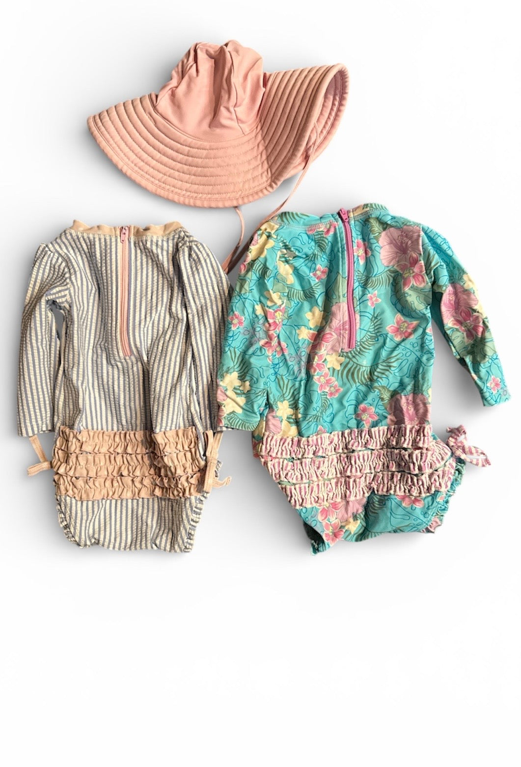 #190 Ruffle Butts Swimsuit and Hat Bundle Size 6-12M