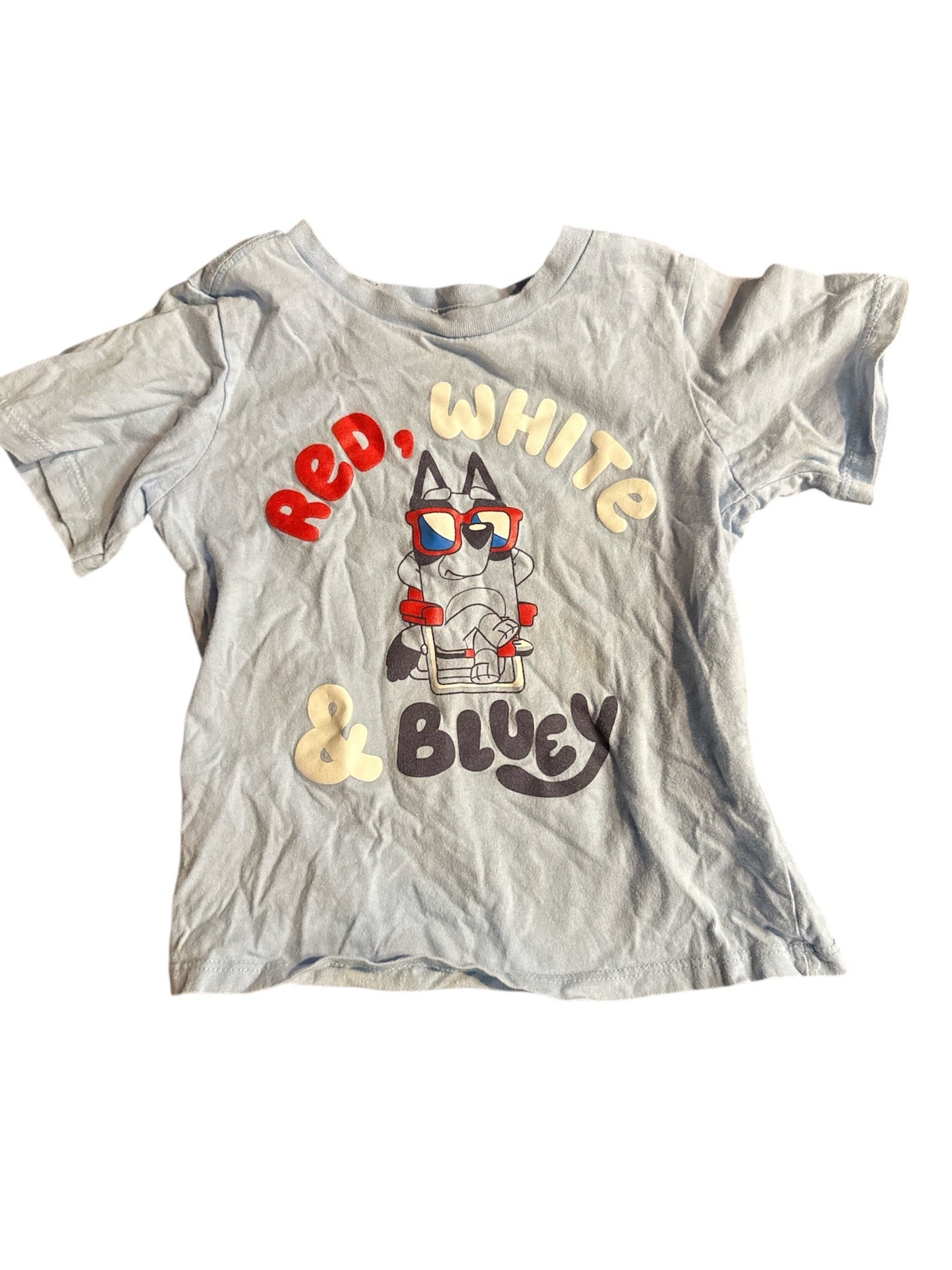 #190 Red White and Bluey July 4th Shirt Size 4