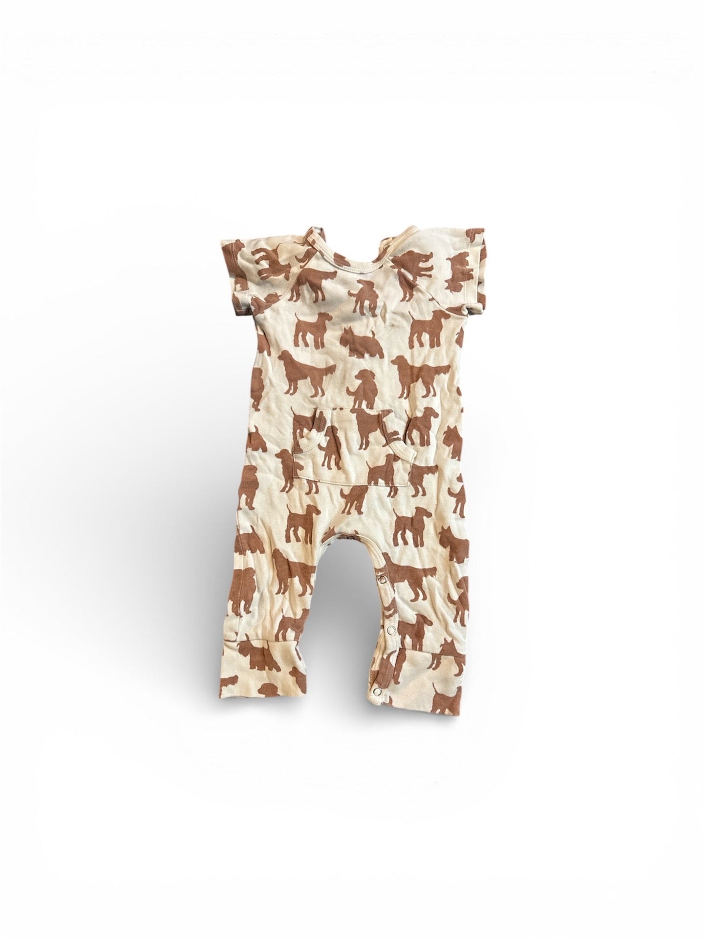 #190 REDUCED Kate Quinn Short Sleeve Dog Print Romper Size 6-12M