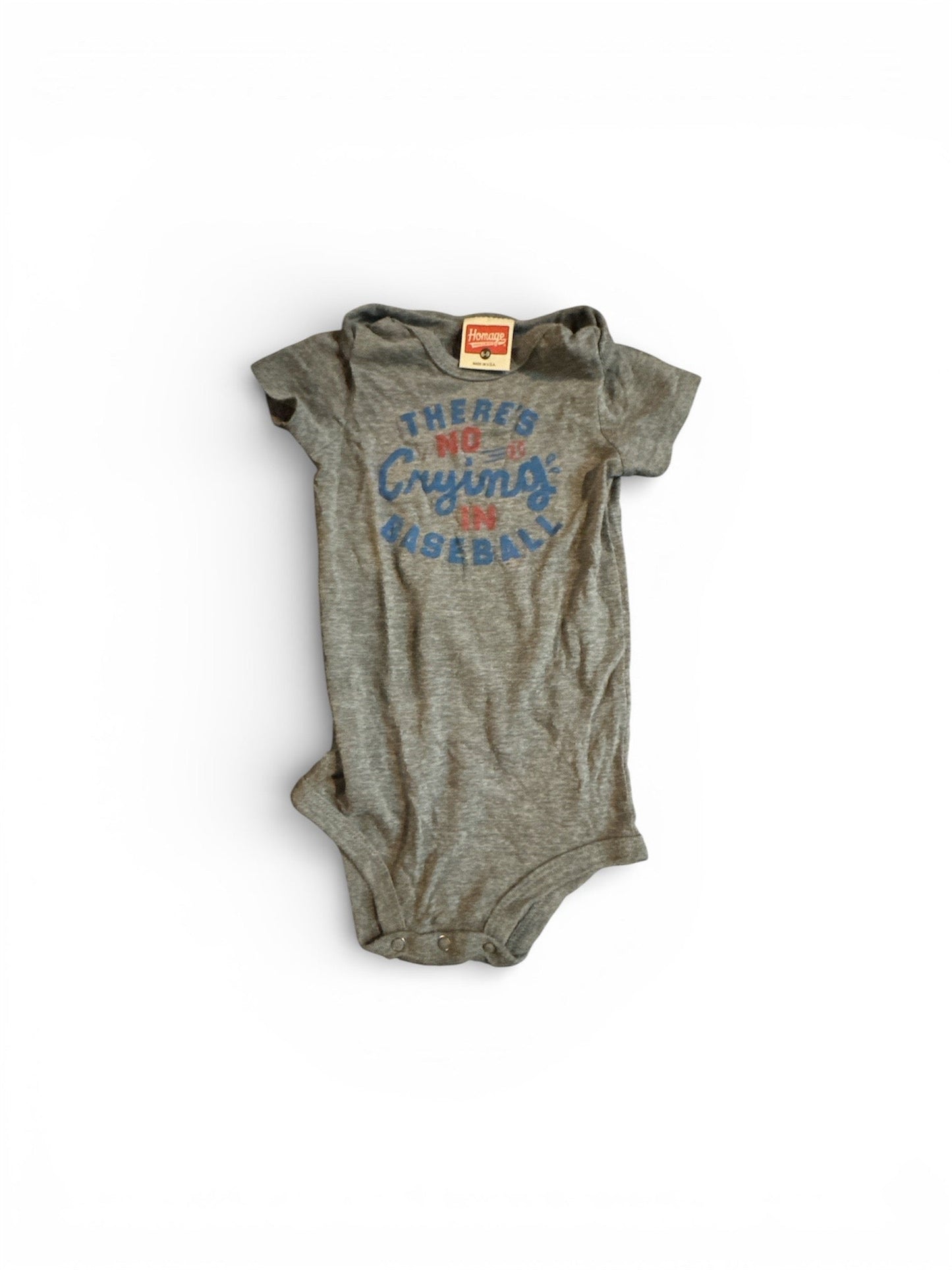 #190 Homage There's No Crying in Baseball Onesie Size 6-9M