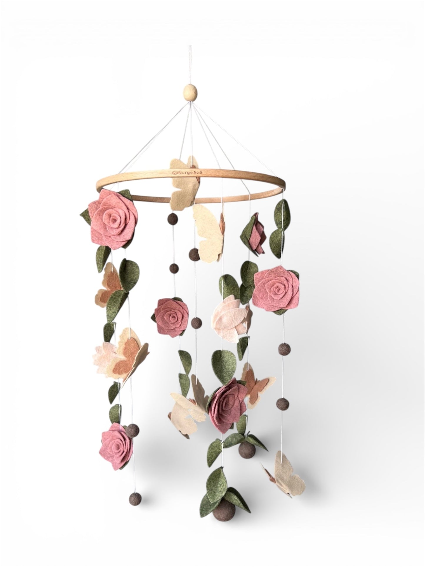 #190 Beautiful Handmade Wood and Felt Floral Mobile