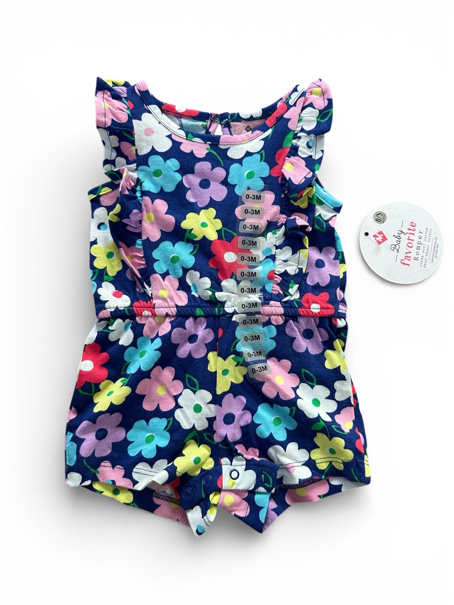 #155 NWT Sleeveless Floral Romper Onesie, 0-3 Months (2 of 2)