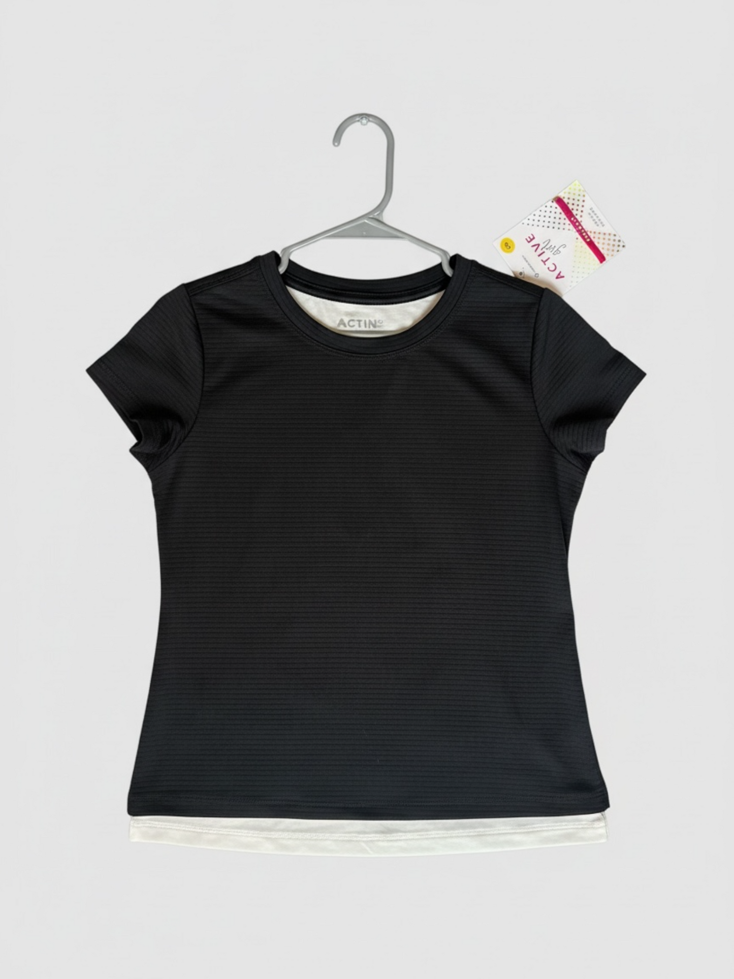 #155 NWT Girls Black Active Tee W/ Liner & Hair Tie, Size 5/6 (1 of 3)