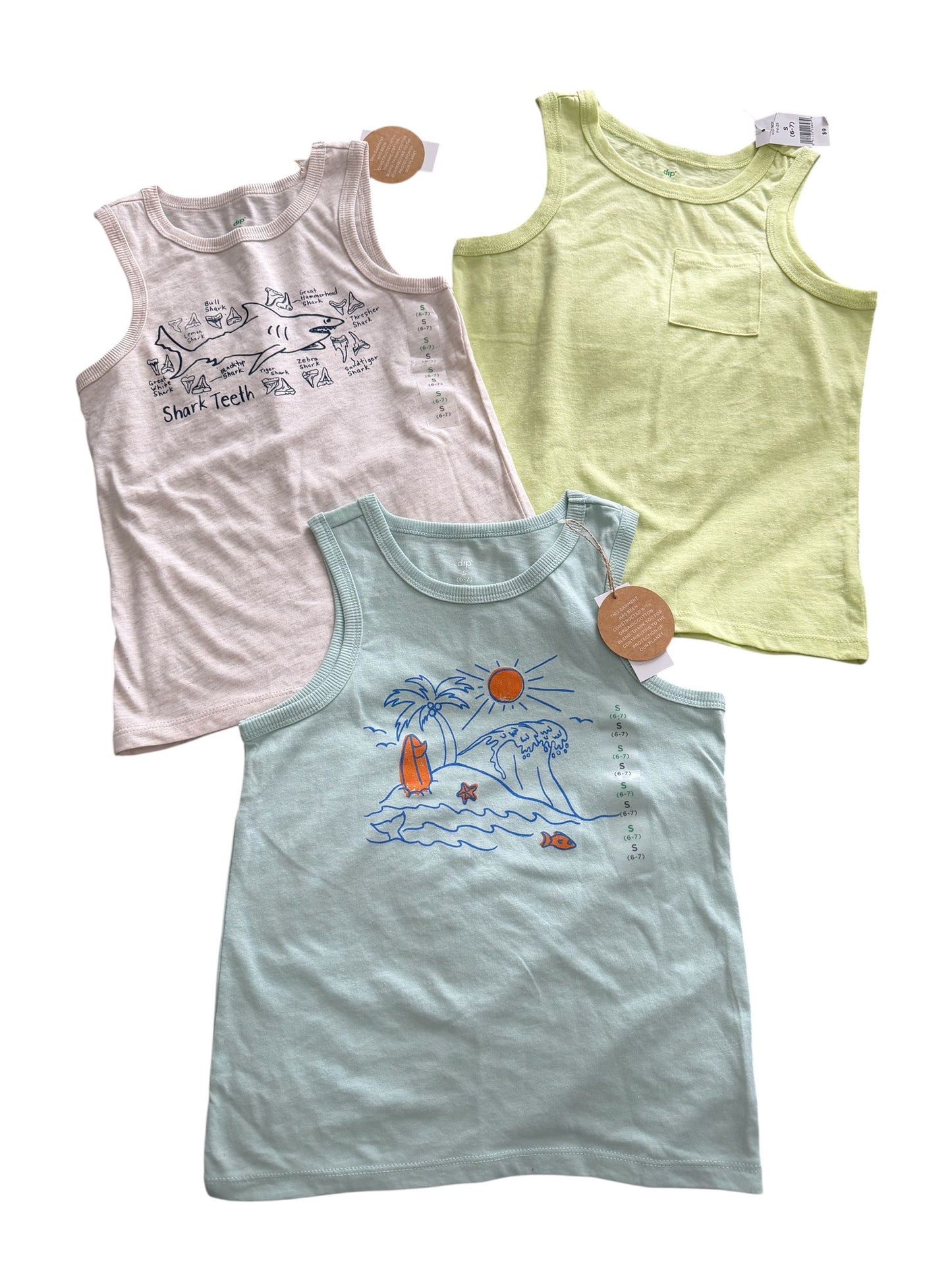#155 NWT Set of 3 Boys Tanks, Size 6/7
