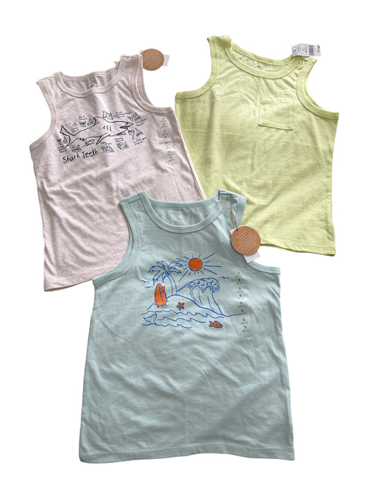 #155 NWT Set of 3 Boys Tanks, Size 6/7