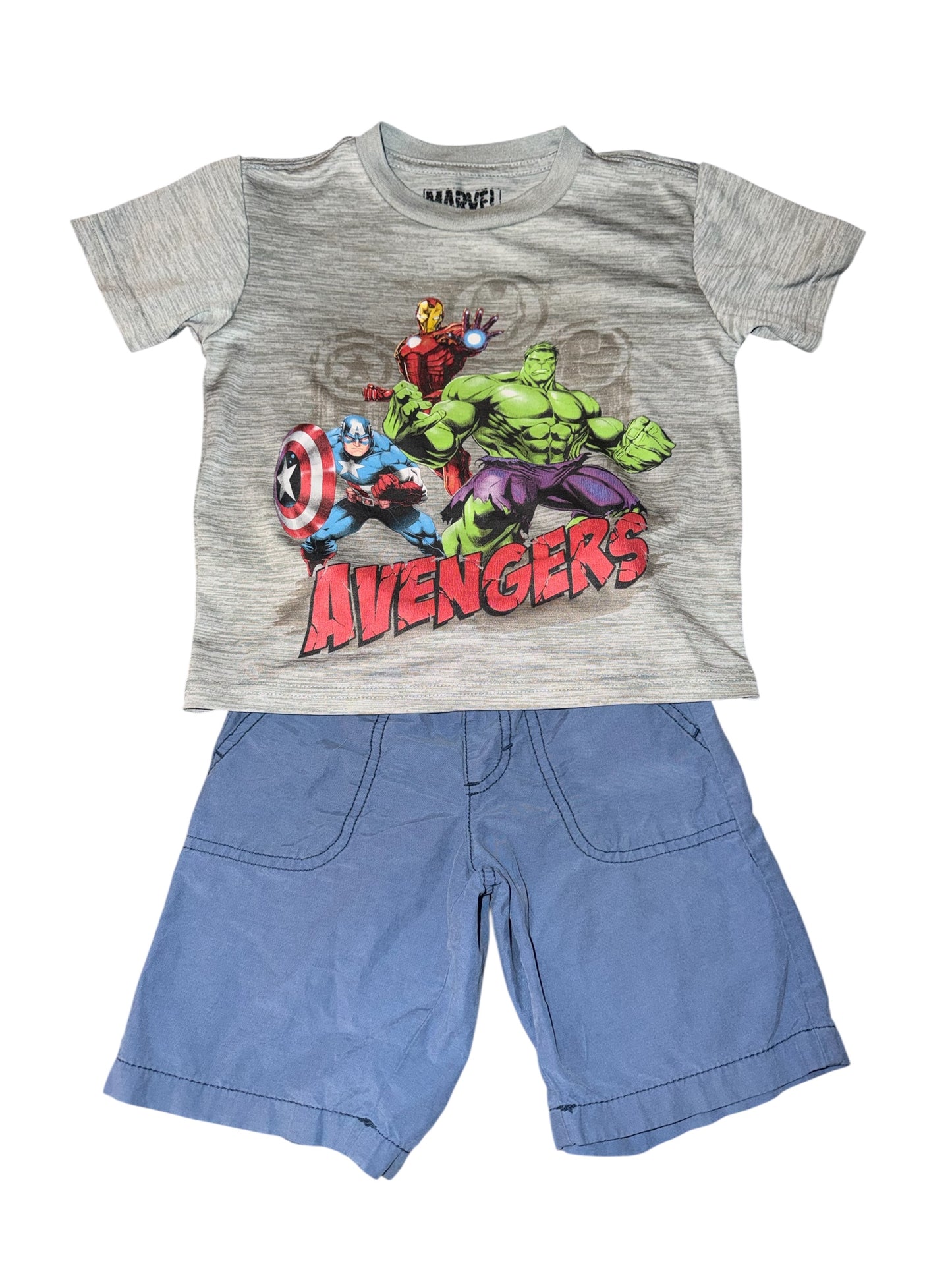 #155 Marvel Avengers Tee W/ Old Navy Shortz, Boys Size 4