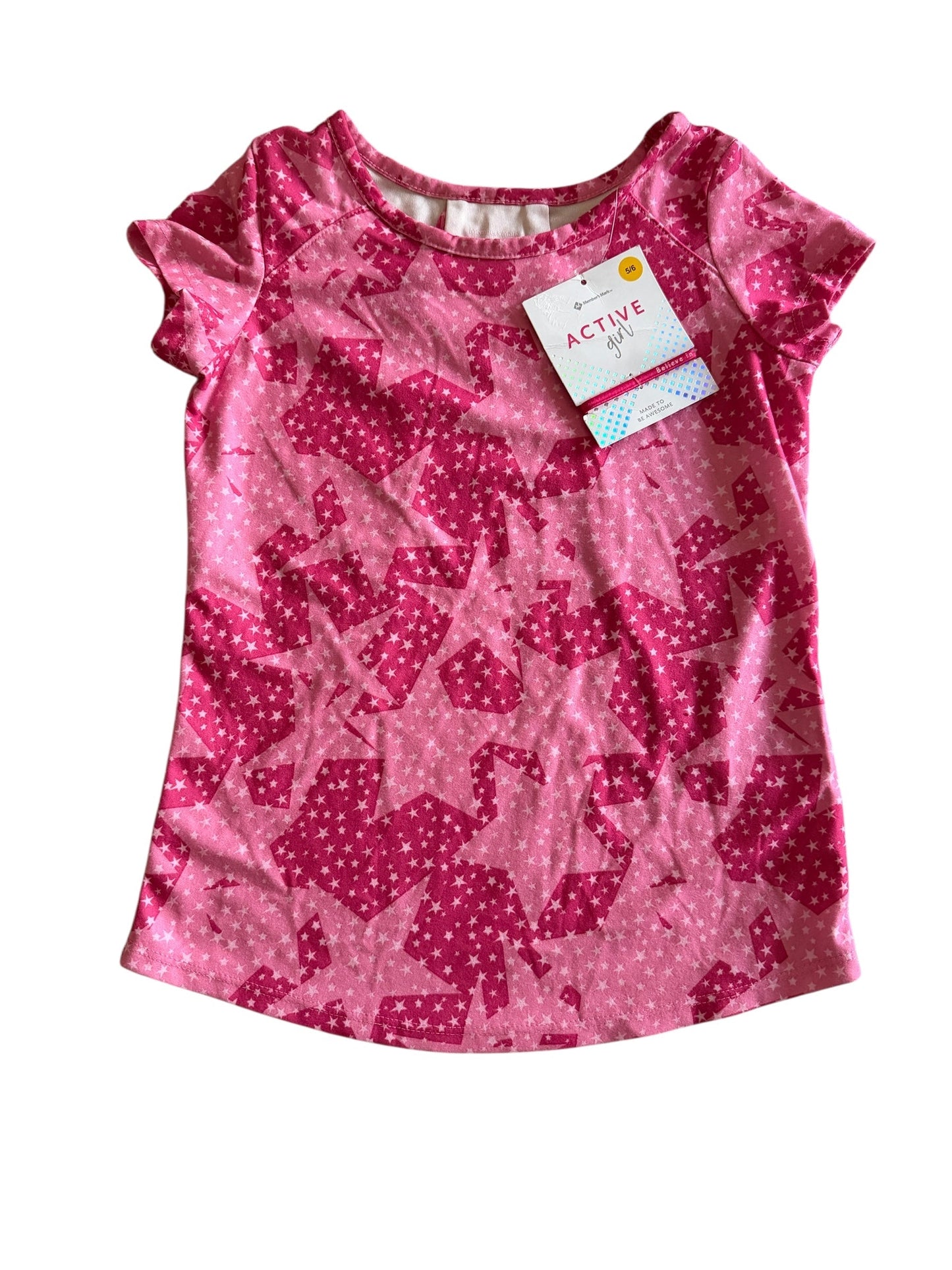 #155 NWT Girl's Active Tee W/ Hair Tie, Size 5/6 (1 of 2)