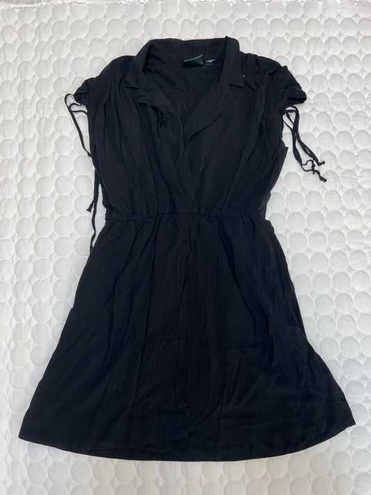 Size L Maeve black dress with gathered waist and ties on sleeves. VGUC.