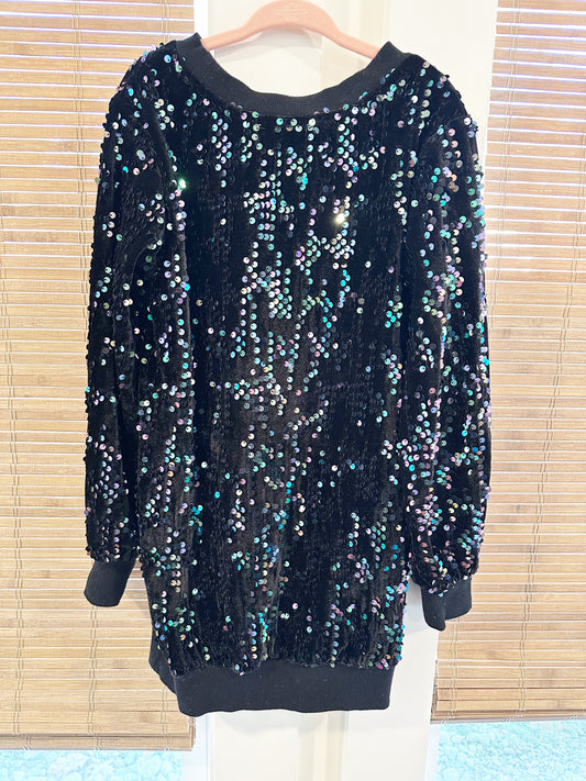 Girls Sequin Sweatshirt Dress- Size 6/6X