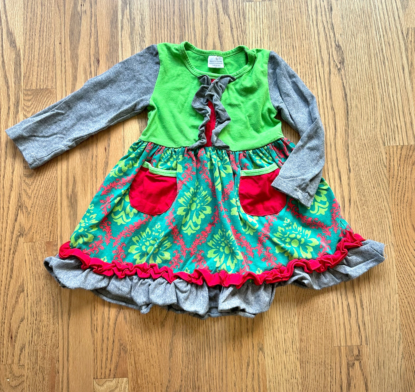 #83B- Girls Boutique Holiday Dress- 3T