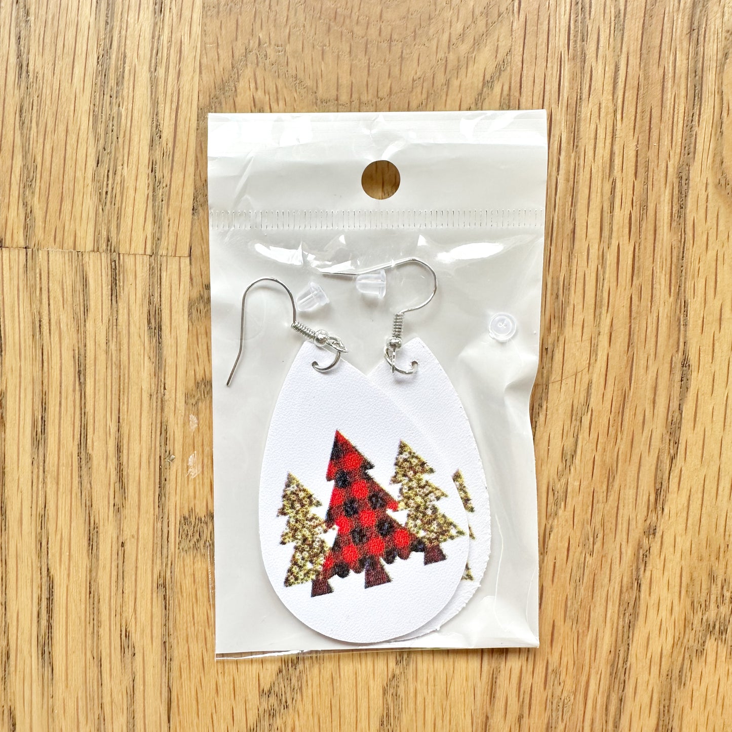 #83B- NEW! Christmas Tree Leather Earrings