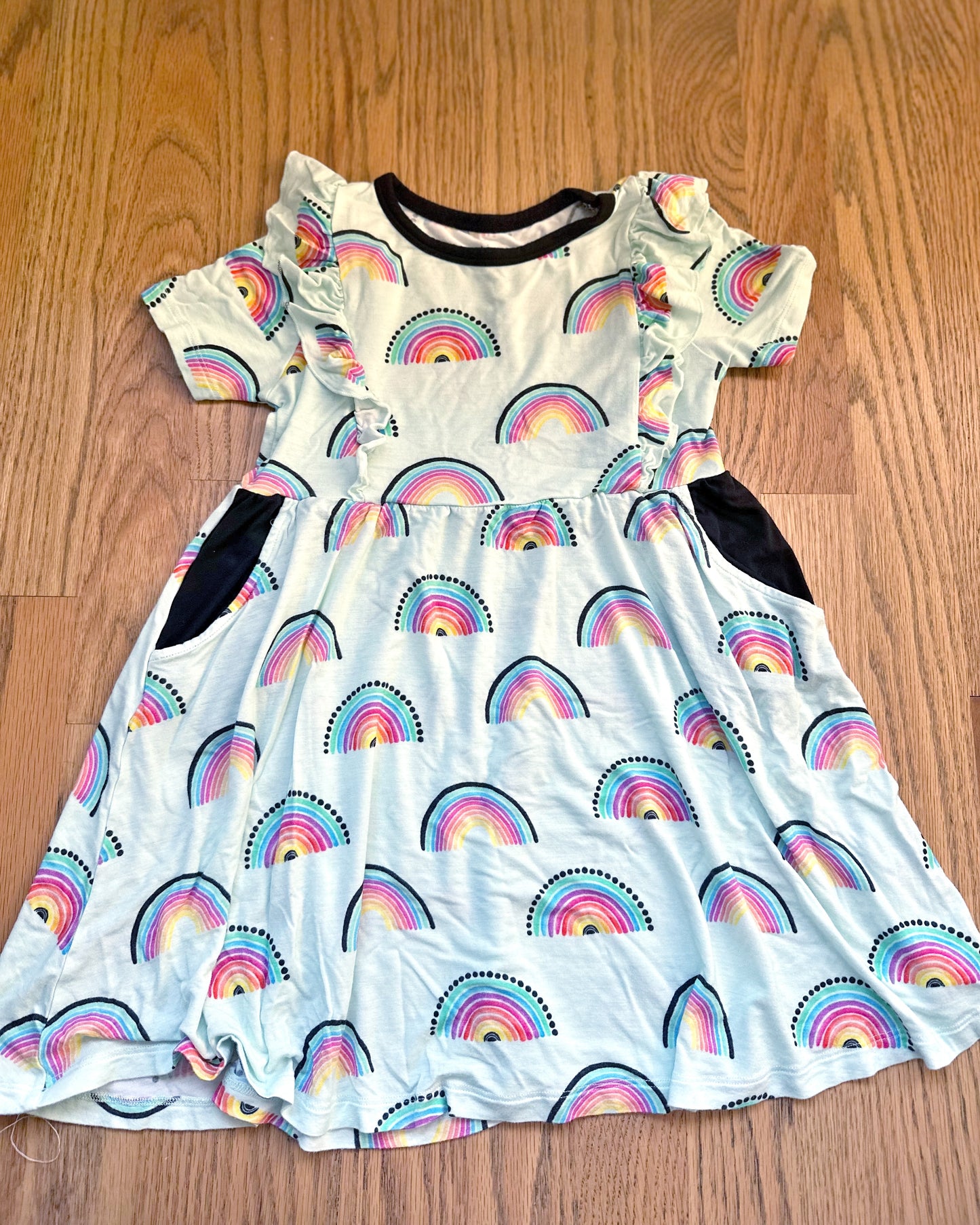 Girls Birdie Bean Rainbow Bamboo Dress- 5T