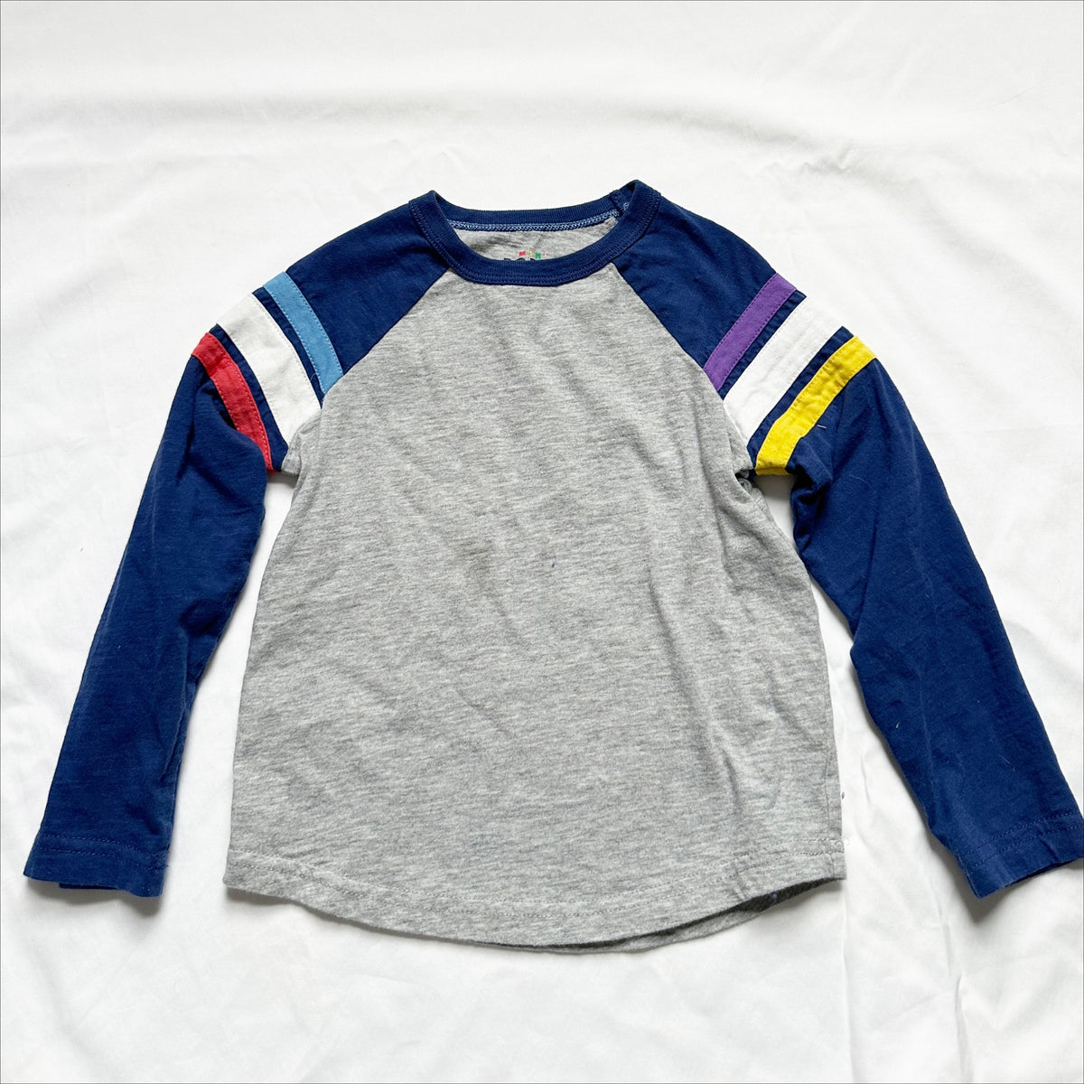 #78 Mini Boden Long Sleeve Shirt Grey with Stripes Boys 3-4