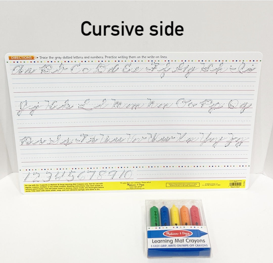 #119-REDUCED!!-Melissa and Doug handwriting learning mat & special crayons