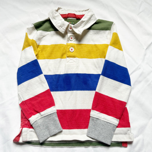 #56 mini Boden rainbow stripe polo shirt boys 3-4