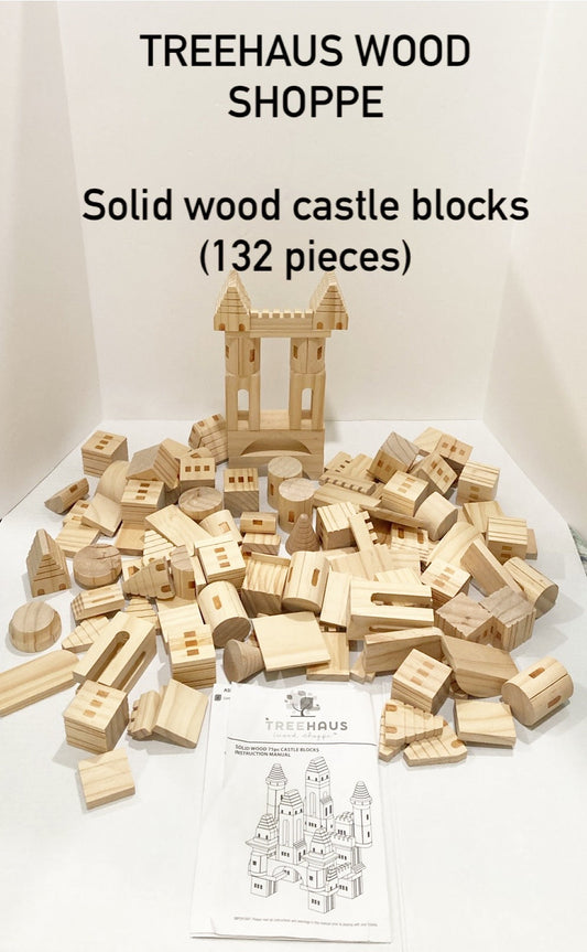 #119-Treehaus Wood Shoppe Solid Wood Castle Blocks-132 Pieces