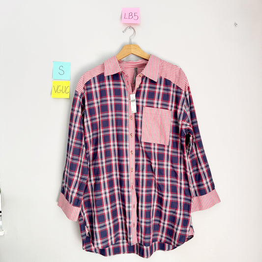 Seller 196 Free People Oversized Plaid button up S