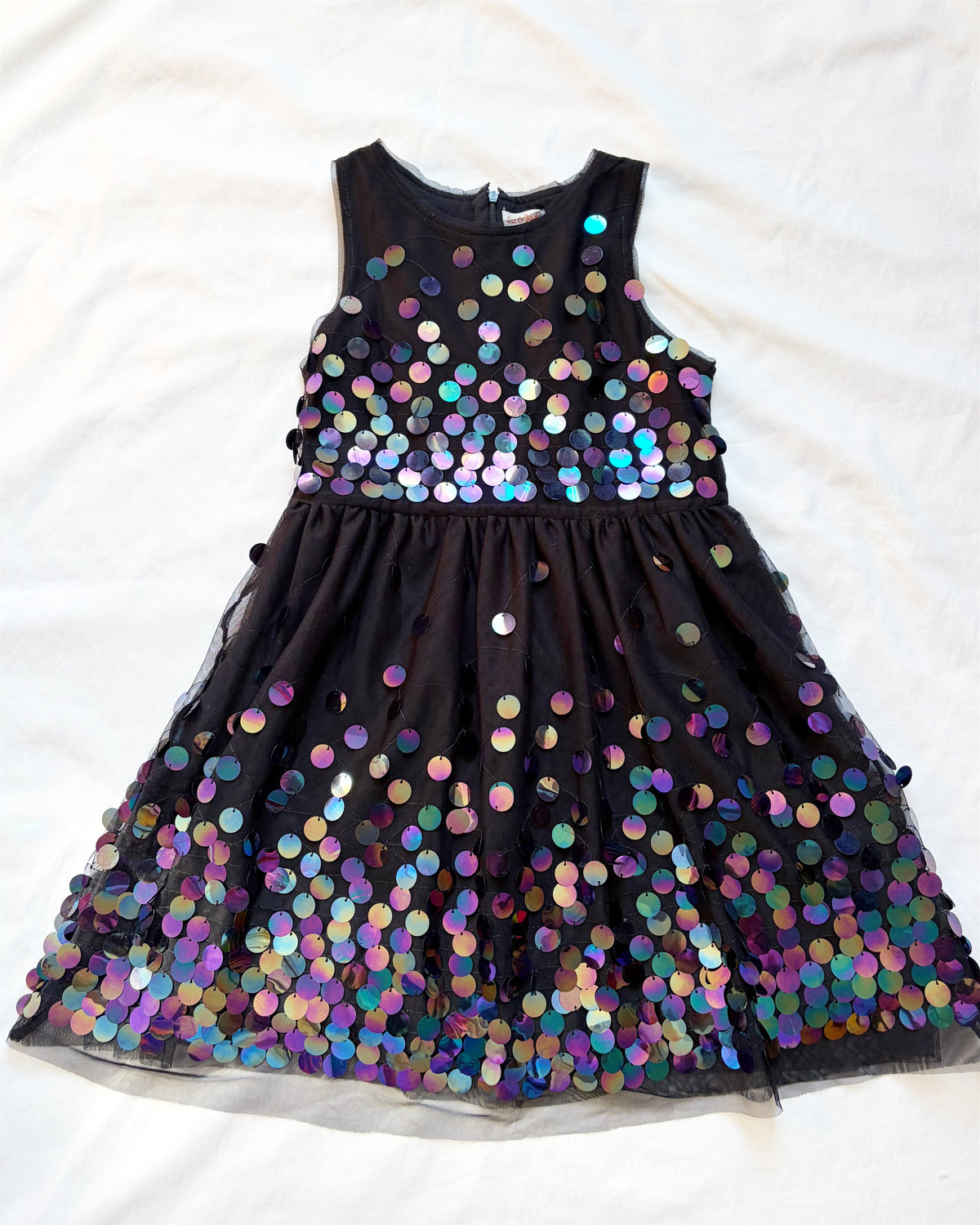 #78 Cat & Jack black dress with color sequins girls L 10-11