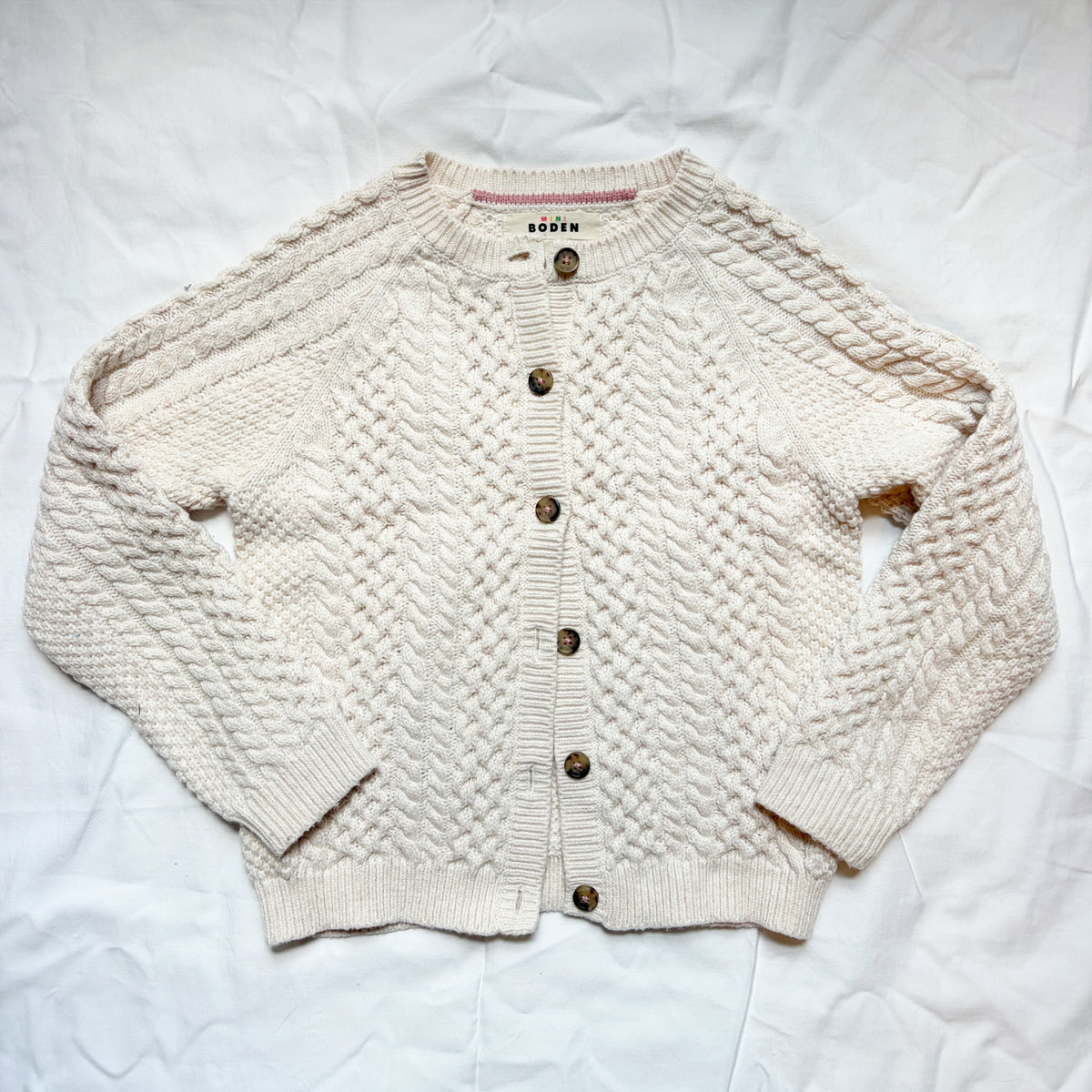 #78 Mini Boden Cardigan Sweater Cream Girls 8-9