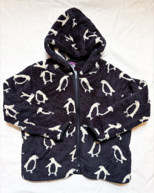 #78 Hanna Coat with hoodie Black with Penguins Girls 8