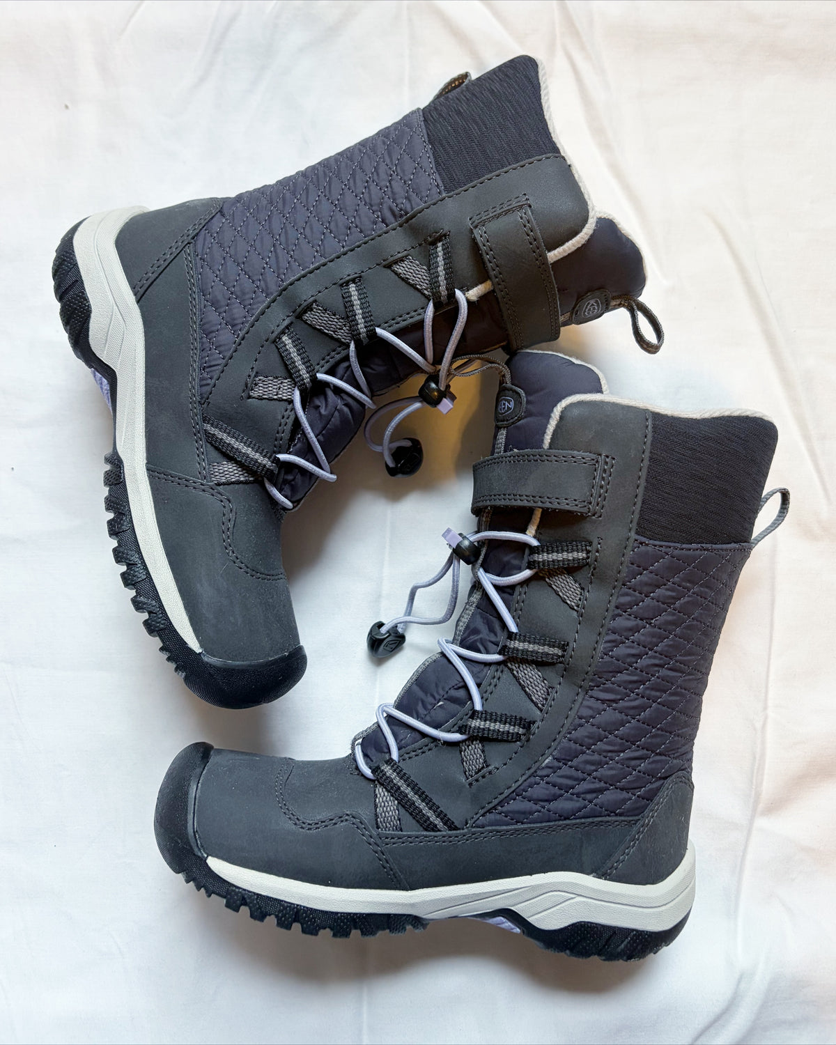 #78 Keen Snow Boots Grey Purple Girls 11