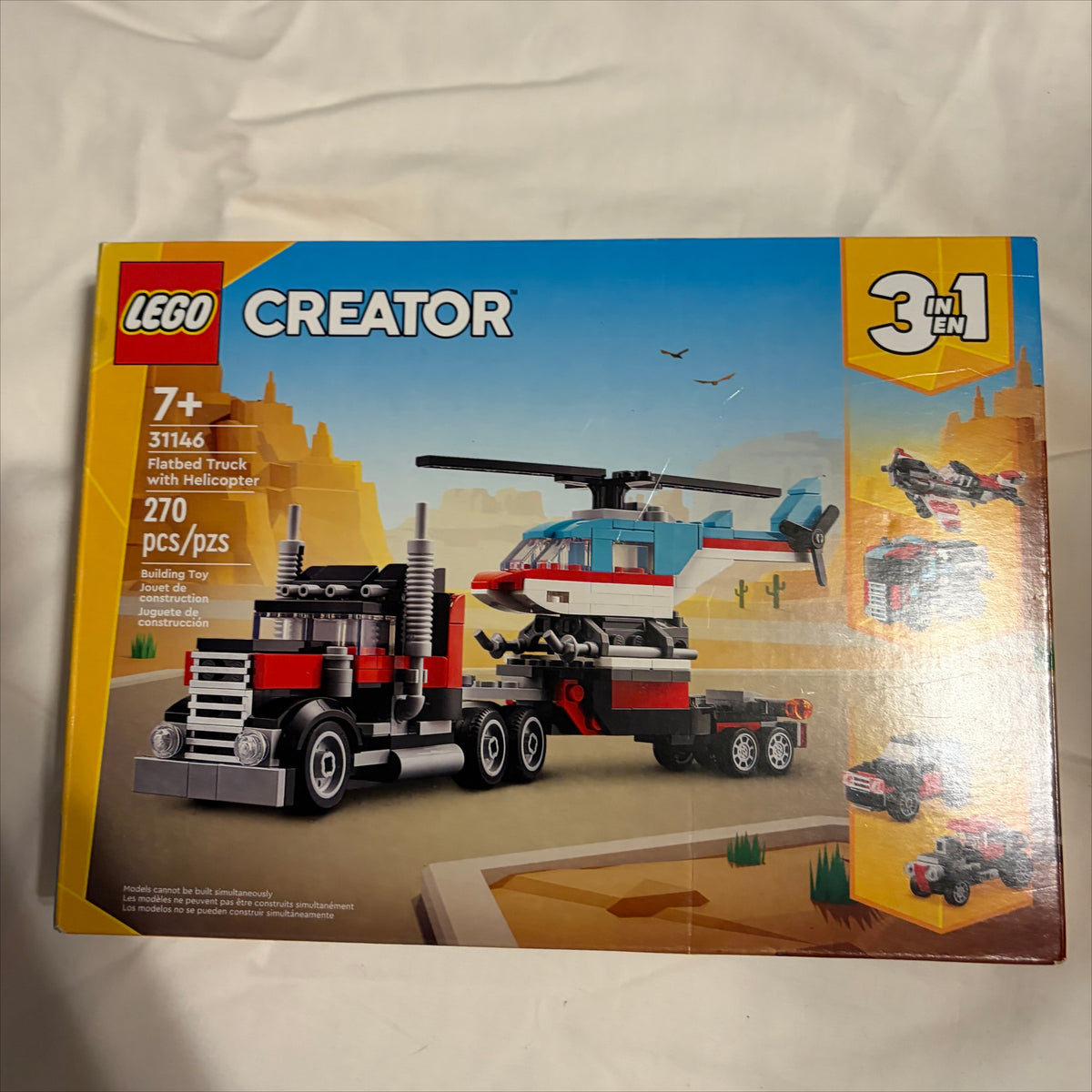 #78 Lego New Open Box 3 in 1 Truck Helicopter