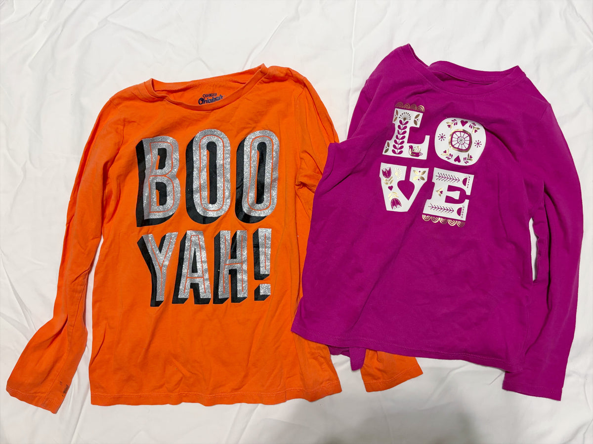 #78 OshKosh Orange Boo Yah Girls 10 and Cat Jack Purple Love Girls 6-7