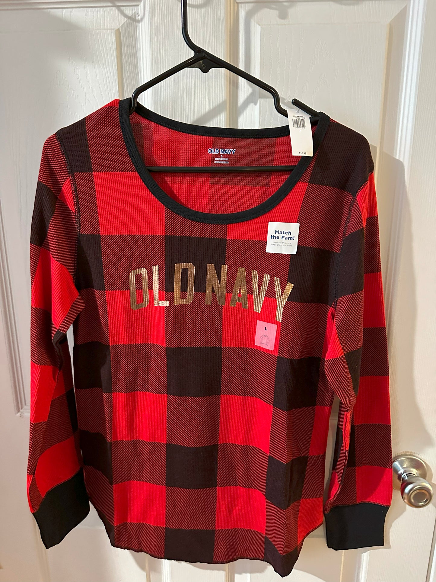 #8 Women's Pajama Top Buffalo Plaid Size Large