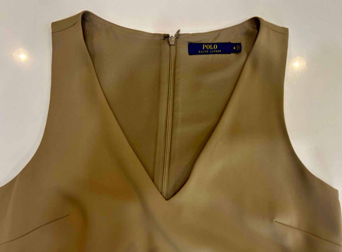 #32 Women's Sz 4 Vintage Polo Silk-Trim Sleeveless Dress