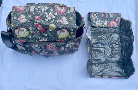 #32 Pottery Barn Kids Liberty London Gray Floral Diaper Bag & Matching Changing Pad