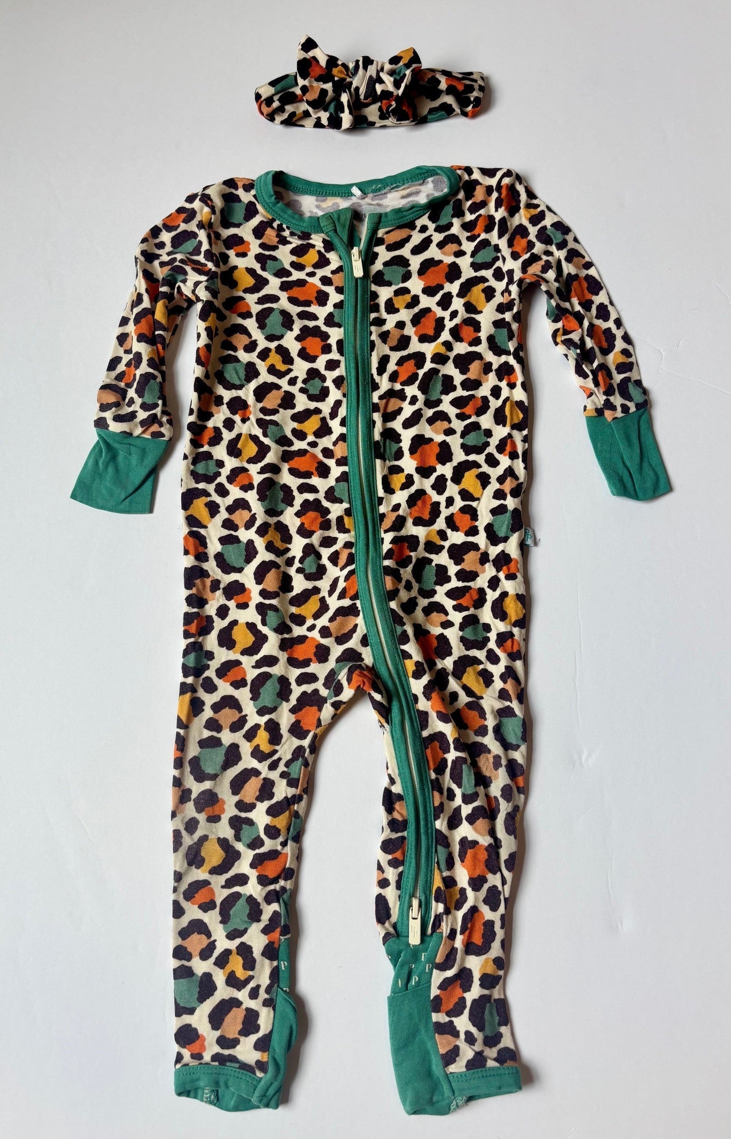 #43 Posh Peanut Zippered Romper and Headband Girls 3 to 6m EUC *REDUCED*