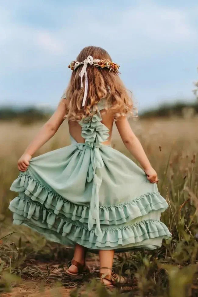 #188 Girls 3T Bailey's Blossom Sage Nellie Dress (2 of 2)
