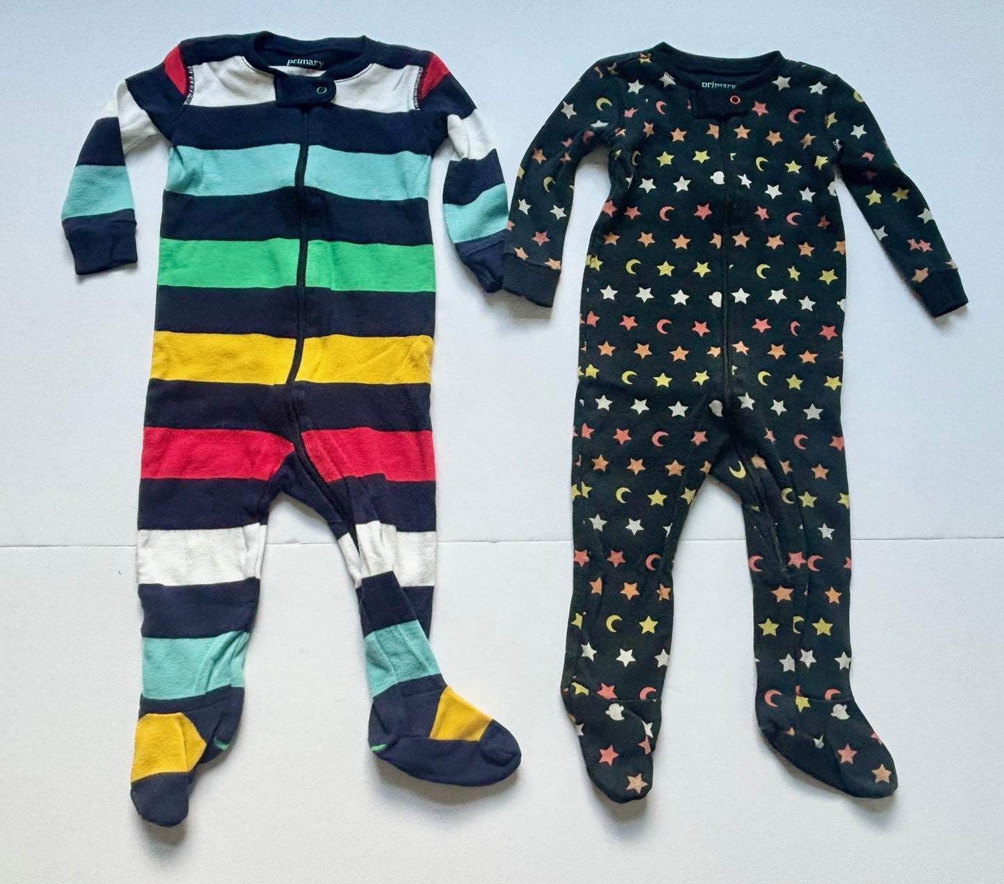 #43 Primary Zip Sleepers Boys or Girls 6 to 9m EUC