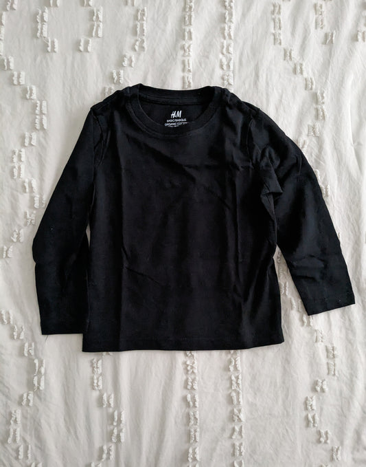 H&M organic cotton basic black long sleeve tee | 18 month