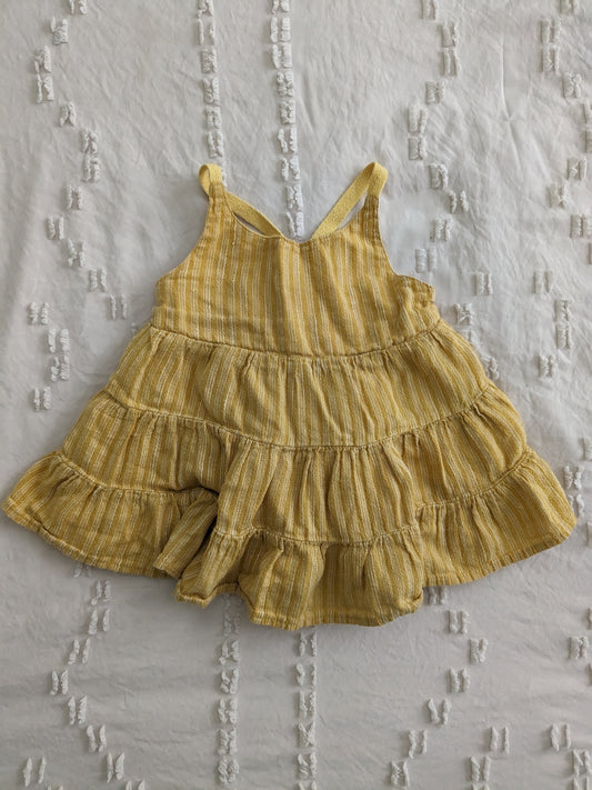 Rachel Zoe mustard yellow striped maxi dress | 12 month