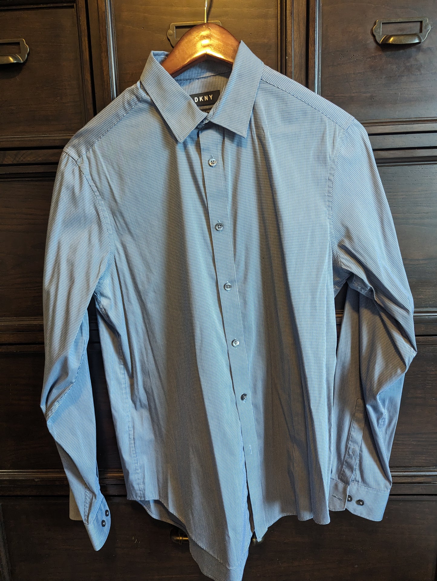 DKNY dress shirt slim fit stretch 15-15.5, 34/35, M, VGUC